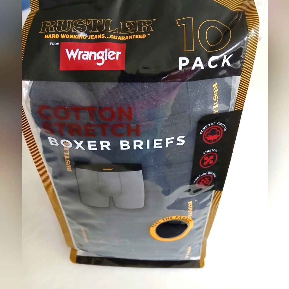 NWT Rustler Everyday Comfort Boxer Briefs – Size XL  Black/Naval Academy/Fig